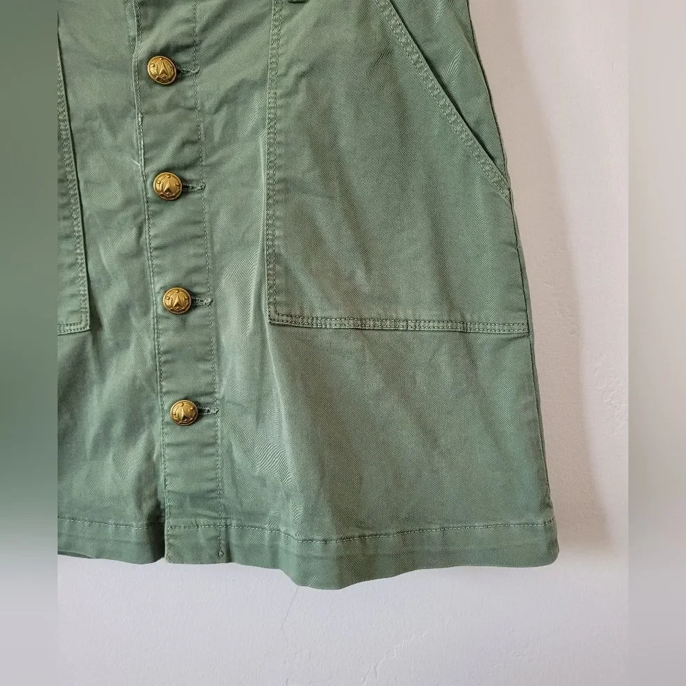 L'agence Dora Mini Skirt Green Canvas Denim Military Steampunk Boho Retro 25